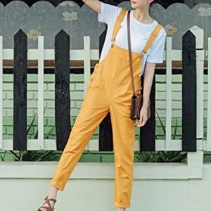 Yeokou Mustard Yellow Cotton Overalls